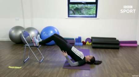 Health and Fitness Daily Activity: Start the bank holiday off by trying this 5 minute workout with Olympic Champion Sam Quek. These exercises will work on your legs, glutes and core.