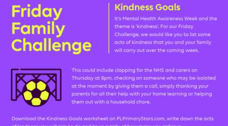 We would like for you and your family to list some acts of kindness that you will carry out over the coming week and to see how many you can achieve in that time.