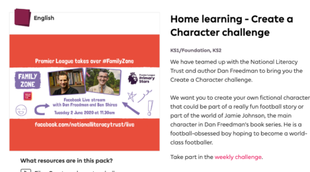 Friday Family Challenge - Create a character We would like you and your family to create a character that could be part of a football-themed story!