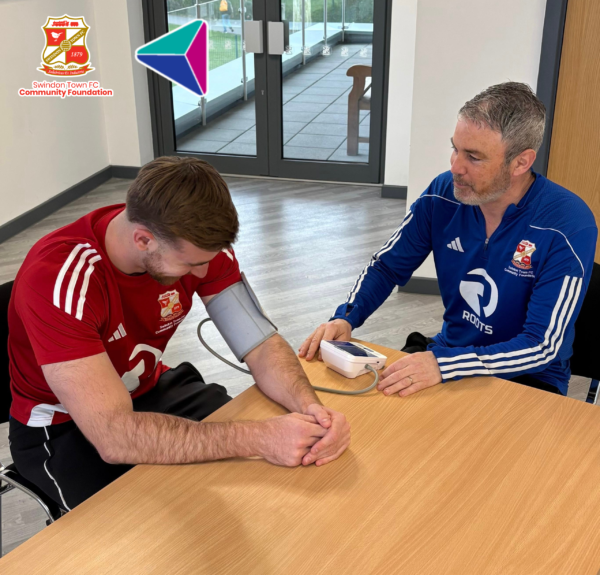 Swindon Towns Harrison Minturn is helping us kick high blood pressure into touch Fans at the County Ground today can get a quick free blood pressure check and learn more about their heart he