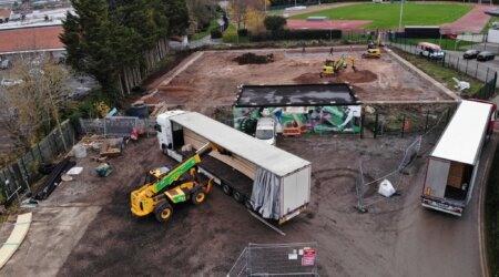 The Glulam Structure has Arrived at Foundation Park